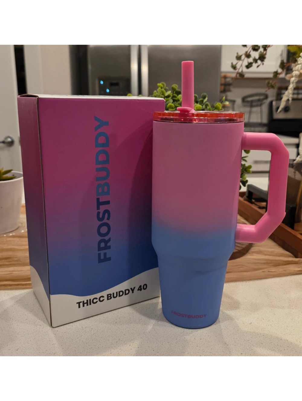Frost Buddy Thicc Buddy 40 oz Blossom Tumbler โ Pink & Blue